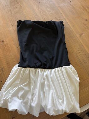 Strapless Black and White Mini Dress